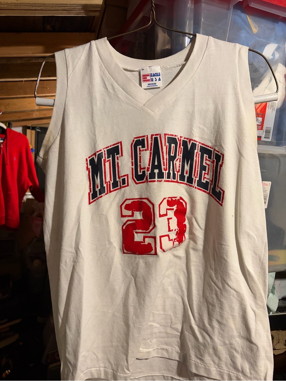 Vintage Mt Carmel High School basketball practice jersey sleeveless shirt medium
